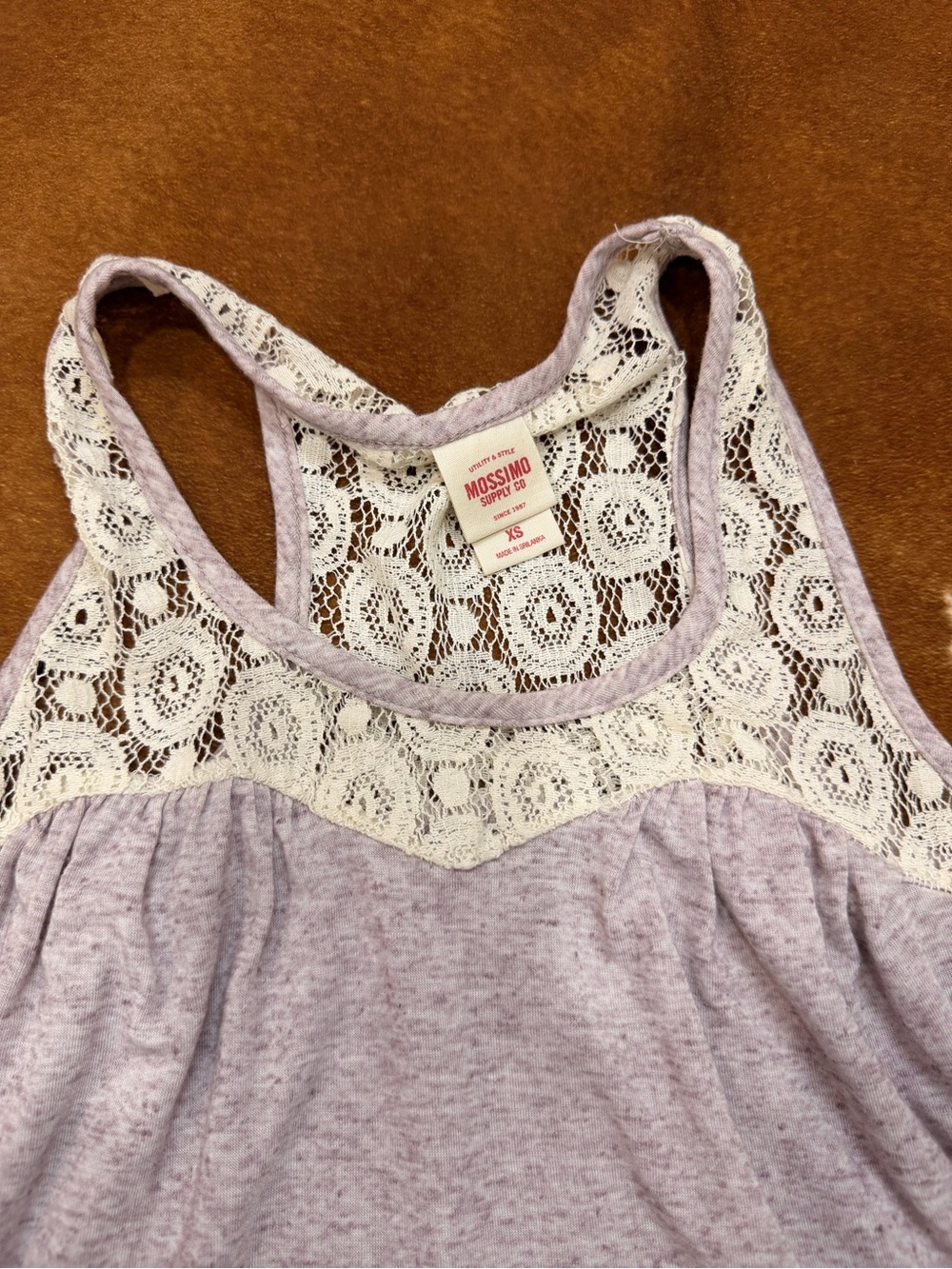 Mossimo Supply Co. Lavender Tank with Cream Lace Yoke